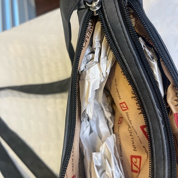 Stonemoutain Charcoal Grey Nubuck Faux Leather Irene Hobo Handbag NWT. - Picture 10 of 13